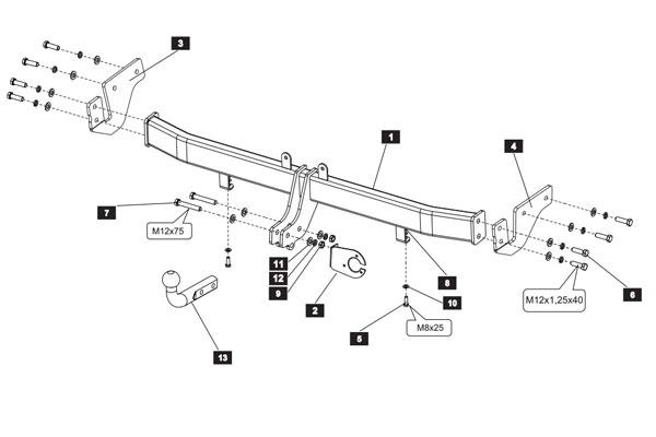Фаркоп тсу Baltex на Kia Rio IV 11-, 11.1973.12