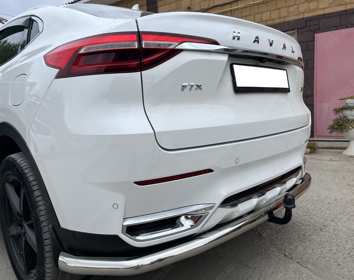 Защита заднего бампера угловая большая под фаркоп для автомобиля HAVAL F7, F7X 2019 арт. GWF7X.19.21