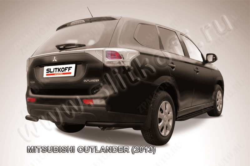 Уголки d57 черные Mitsubishi Outlander (2012-2015) , Slitkoff, арт. MOUT13-012B