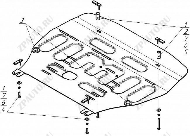 Защита стальная Мотодор (Двигатель, Коробка переключения передач), 2 мм, сталь для KIA Sportage 2022- арт. 71010