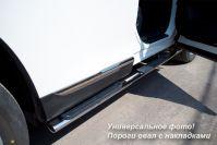 Пороги труба d75x42 овал с накладками для Volkswagen Touareg 2007-2010, Slitkoff VWT-000705