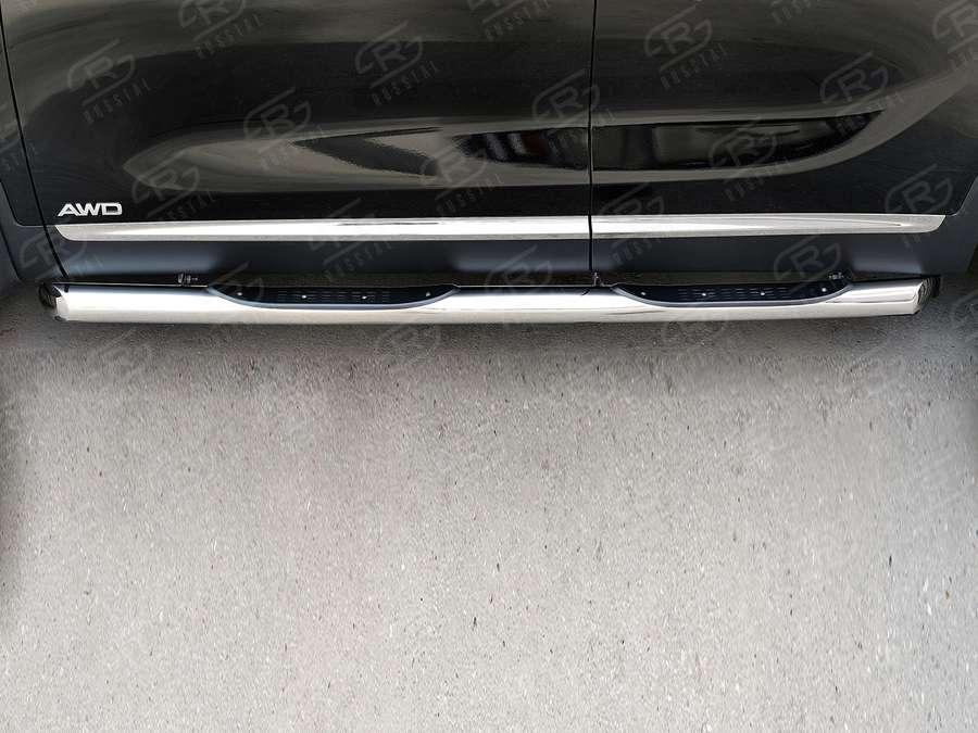 Пороги труба d76 с накладкой вариант 1 KIA Sorento Prime CRDI 2015, Slitkoff KSPT-0022101