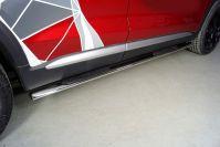 Пороги овальные с накладкой 75х42 мм для автомобиля Geely Tugella 2020- TCC Тюнинг арт. GEELTUG20-17