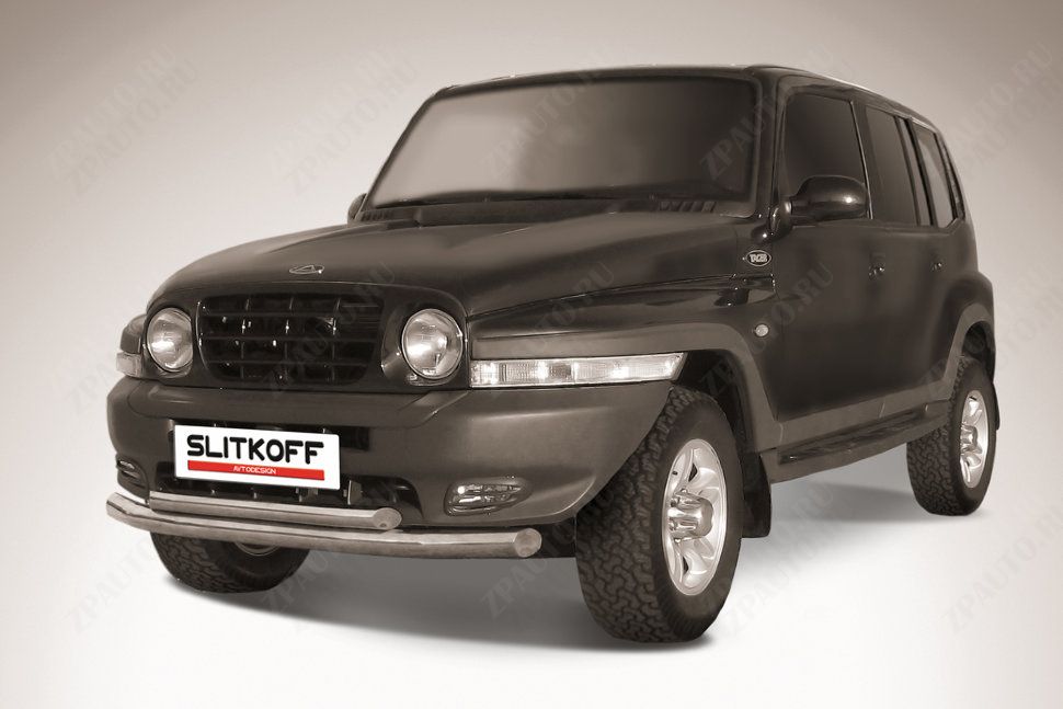 Защита переднего бампера d76+d57 двойная TAGAZ Tager 5 doors (2008-2012) , Slitkoff, арт. TAT5d009