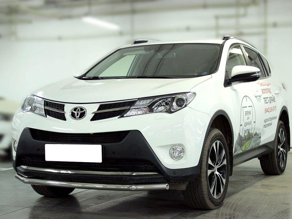 Защита переднего бампера одинарная d-53 с двумя загибами для Toyota RAV4 2012, Технотек TRN13_1