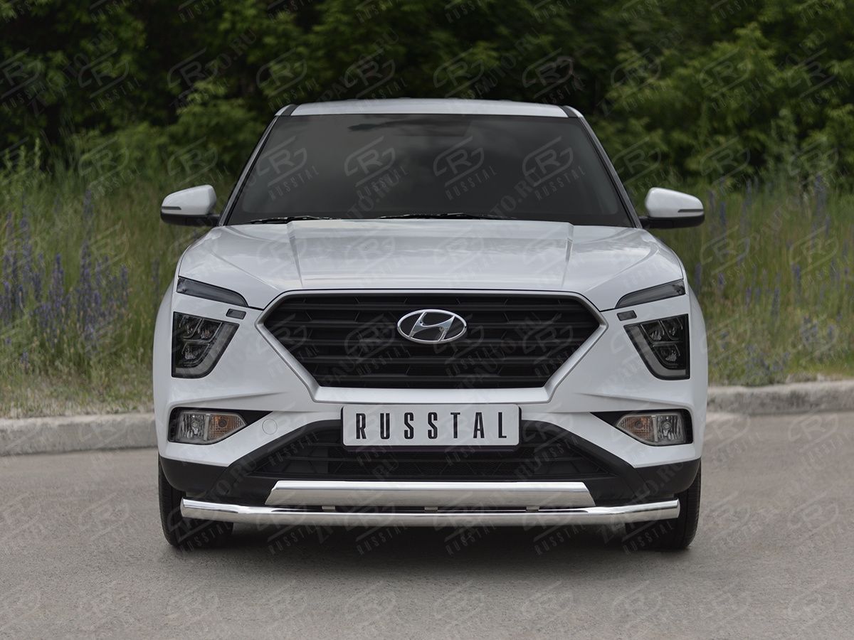 HYUNDAI CRETA 2021- Защита переднего бампера d57 секции-d75x42 дуга HCRZ-003819