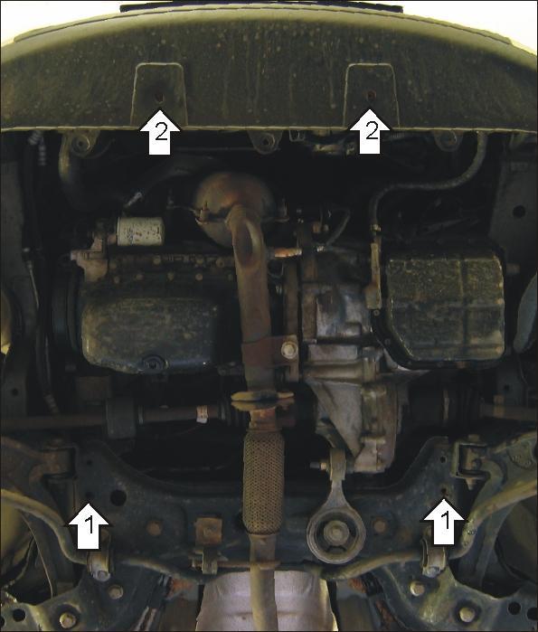 Защита стальная Мотодор (Двигатель, Коробка переключения передач), 2 мм, Сталь для FIAT Punto 1999-2003 арт. 00605