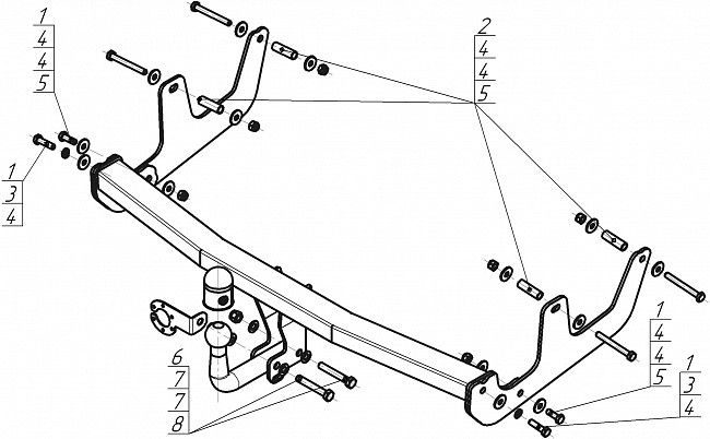 Фаркоп Renault Sandero Stepway 2009-2014, тип шара A, MOTODOR, арт. R104A