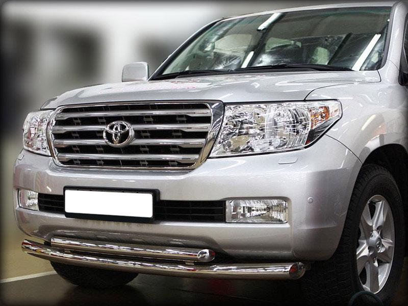 Дуга передняя по низу бампера d-76+60 радиусная двойная для Toyota Land Cruiser 200 2007-2012, Технотек LCN_4.1