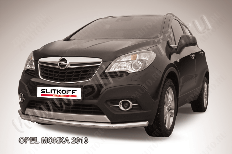 Защита переднего бампера d57 длинная Opel Mokka (2012-2016) , Slitkoff, арт. OPMOK13-003