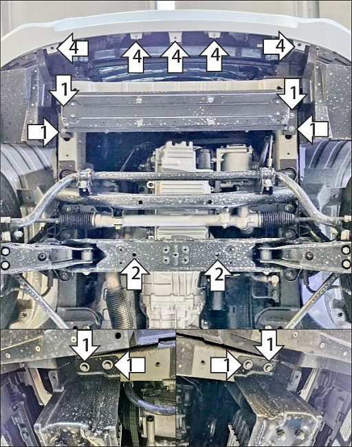 Защита стальная Мотодор (Радиатор, Двигатель), 2 мм,  Sollers SF1  2025- арт. 78703