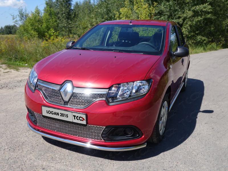 Защита передняя нижняя 42,4 мм для автомобиля Renault Logan 2014-2018, TCC Тюнинг RENLOG15-01