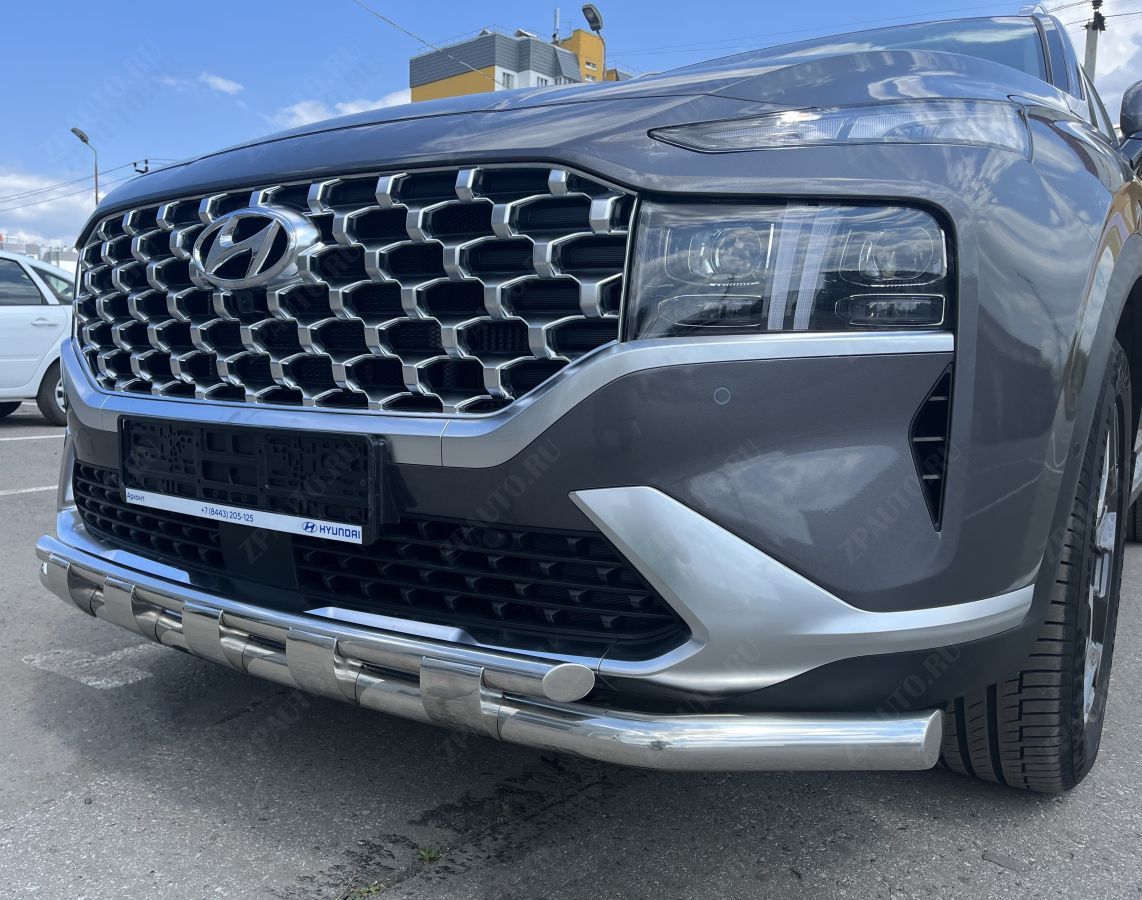 Защита переднего бампера с перемычками для автомобиля HYUNDAI Santa Fe 2021 арт. HYSF.21.75