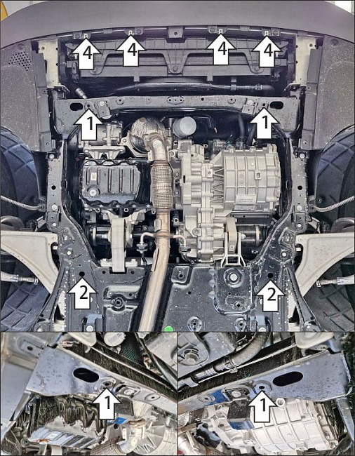 Защита алюминиевая Мотодор (Двигатель, Электроусилитель руля, Передний электромотор, Радиатор), 4 мм,  Li L6  2024- арт. 349901