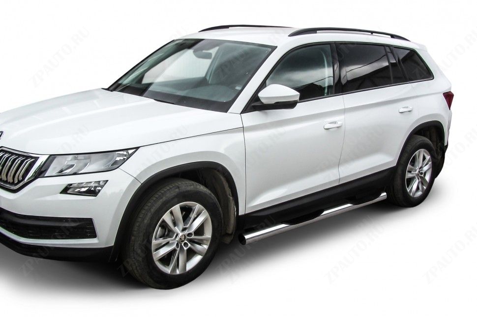 Защита порогов D76 с проступями Skoda Kodiaq (2016-2021) , Slitkoff, арт. SKKOD-003