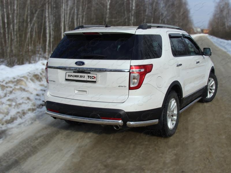 Защита задняя (уголки овальные) 75х42 мм для автомобиля Ford Explorer 2012-2015 TCC Тюнинг арт. FOREXPL12-09