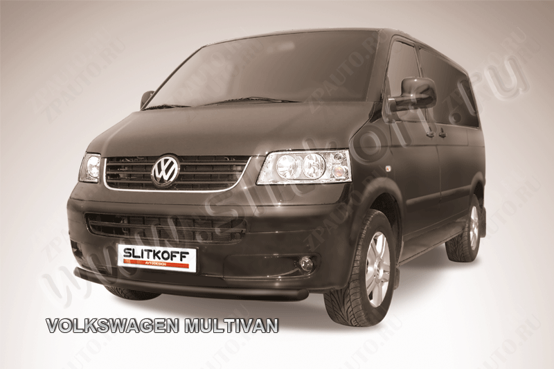 Защита переднего бампера d57 черная Volkswagen Multivan (2003-2015) , Slitkoff, арт. VWM004B