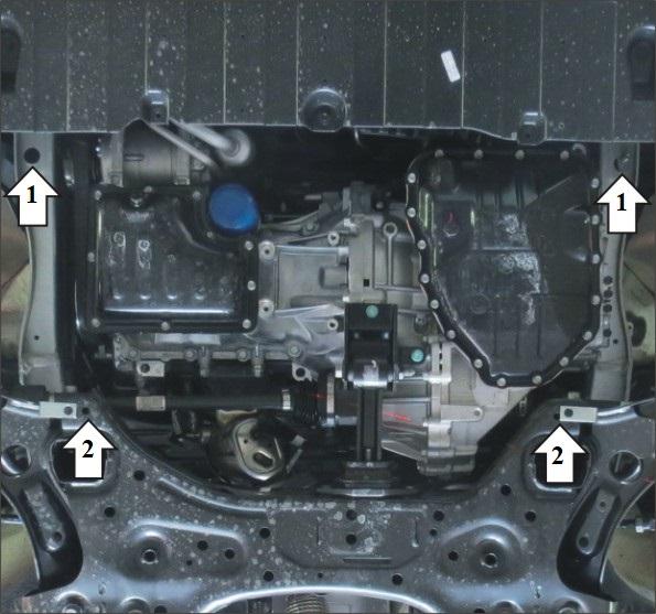 Защита стальная Мотодор (Двигатель, Коробка переключения передач), 2 мм, Сталь для KIA Picanto 2017- арт. 71012