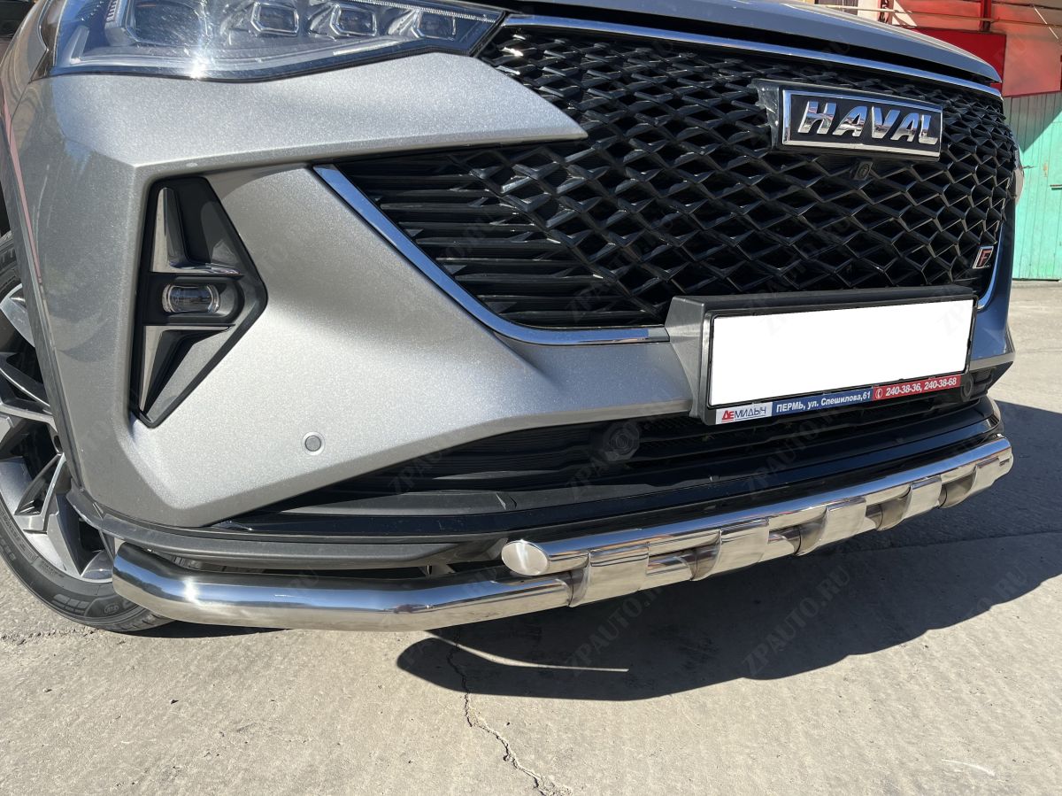 Защита передего бампера с перемычками с подгибами для автомобиля HAVAL F7 2022 Рестрайлинг арт. GWF7.22.75-1