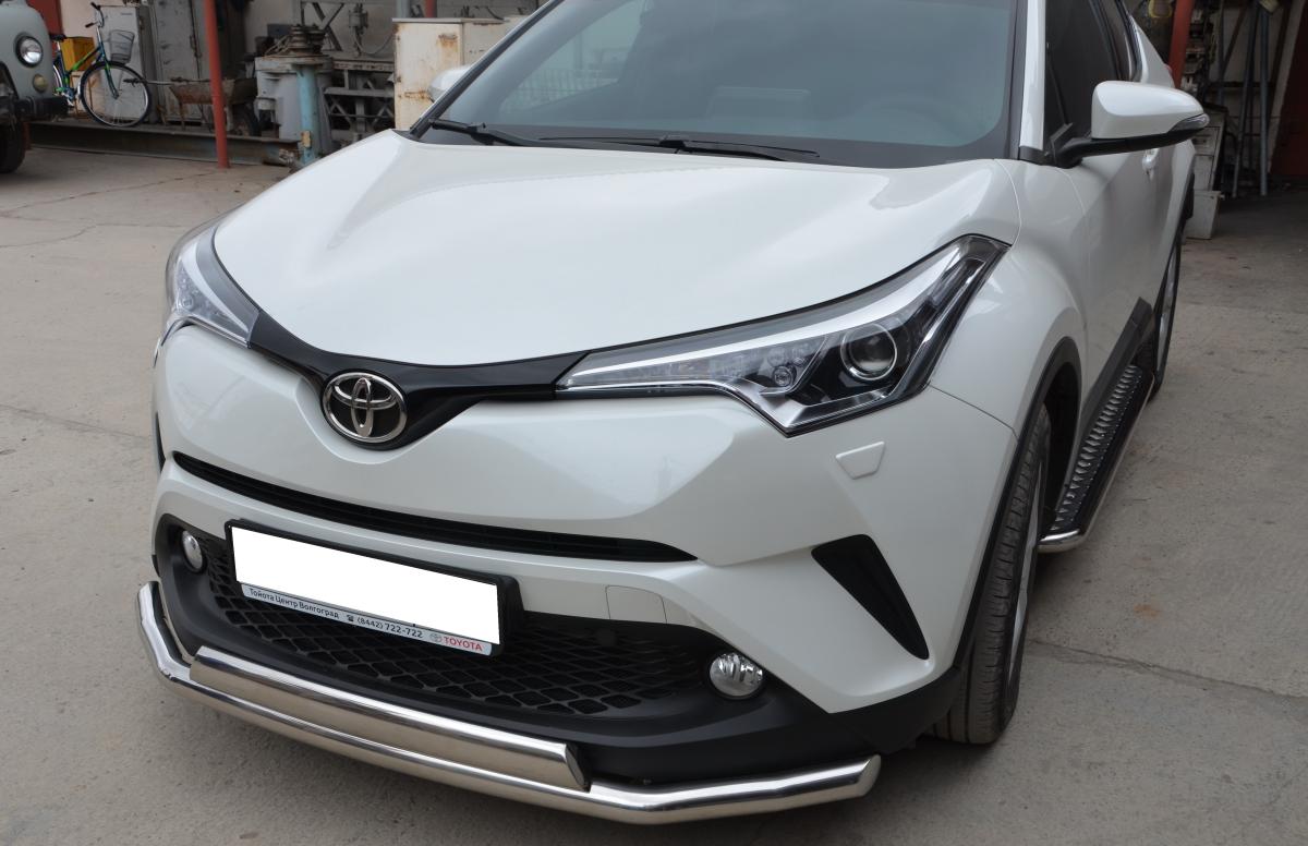 Защита переднего бампера двойная для автомобиля Toyota C-HR 2018 арт. TCHR.18.03-75, Россия