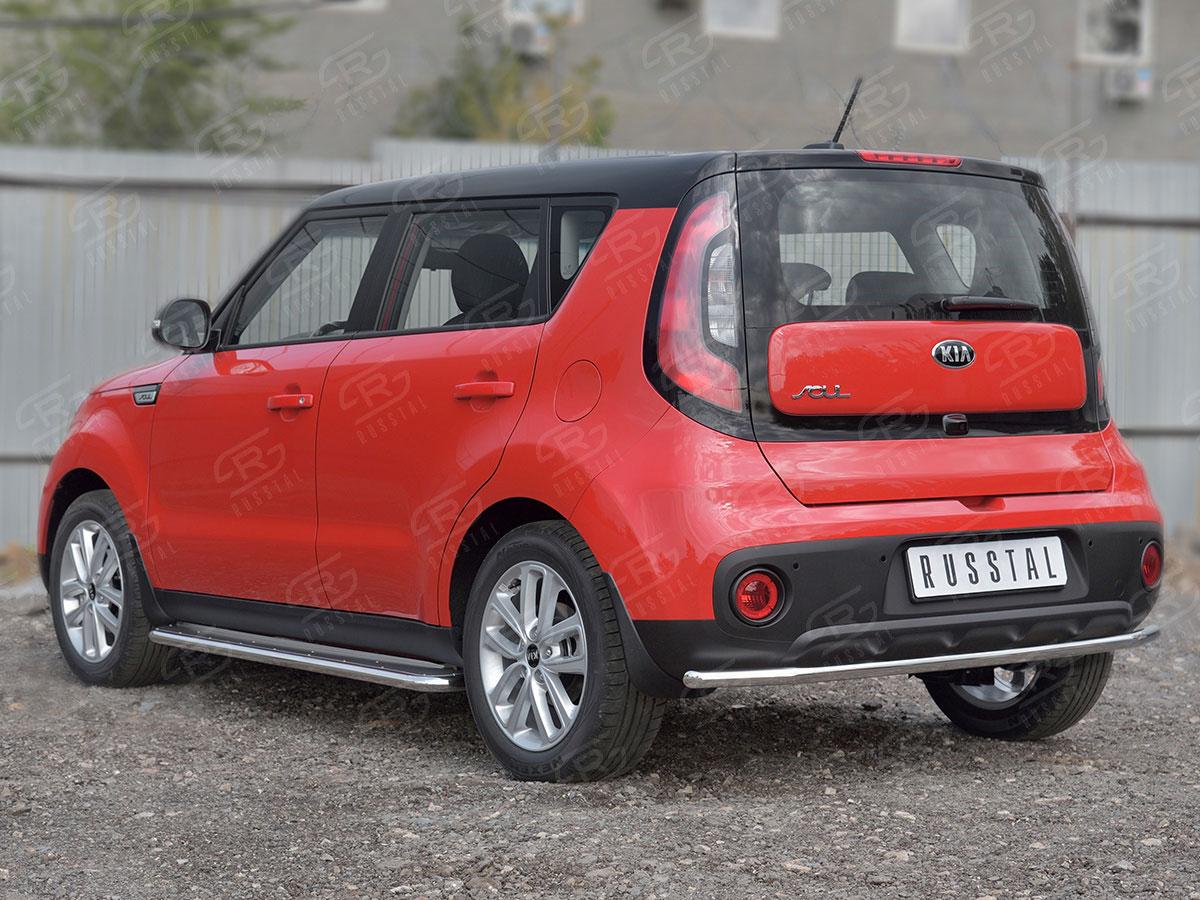 Защита заднего бампера d42 на KIA Soul II 2017, Slitkoff KSOZ-002756