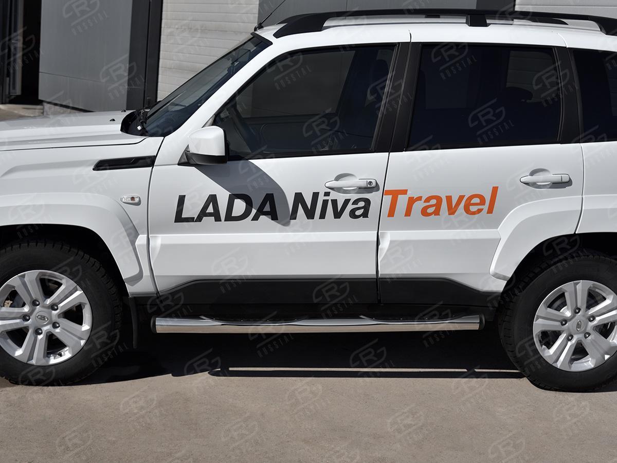 LADA NIVA TRAVEL 2021- Пороги труба d76 с накладкой (вариант 2) LNTT-0035612