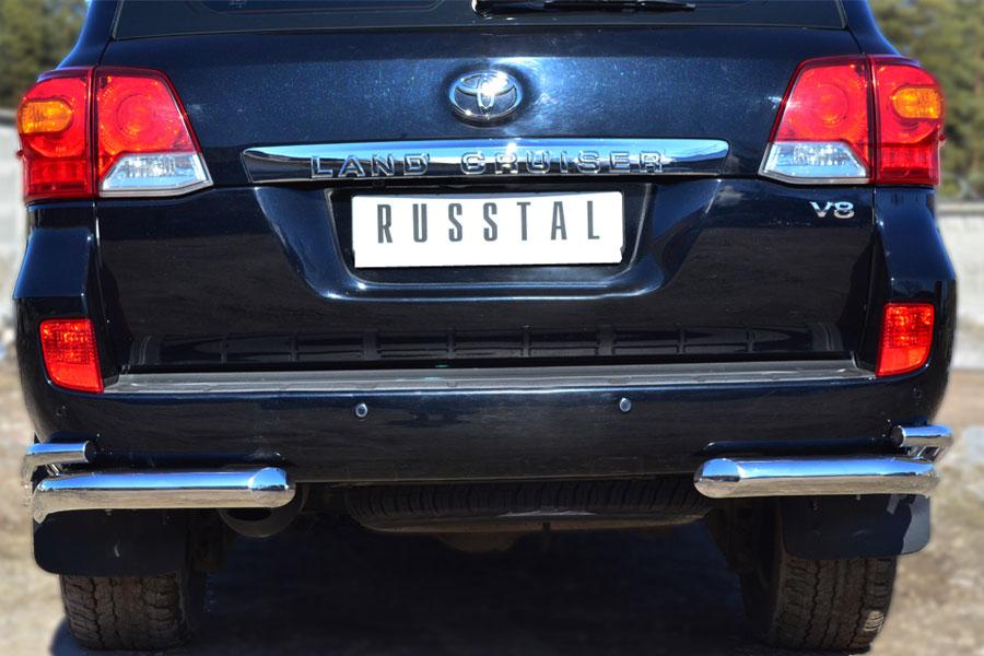 Защита заднего бампера уголки d76/42 для Toyota Land Cruiser 200 2012, Slitkoff TLCZ-001647