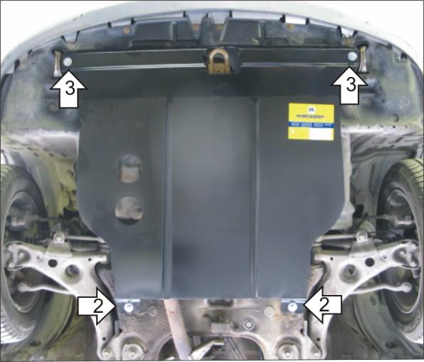 Защита стальная Мотодор (Двигатель, Коробка переключения передач), 2 мм, Сталь для Toyota Avensis 1997-2003 арт. 02503