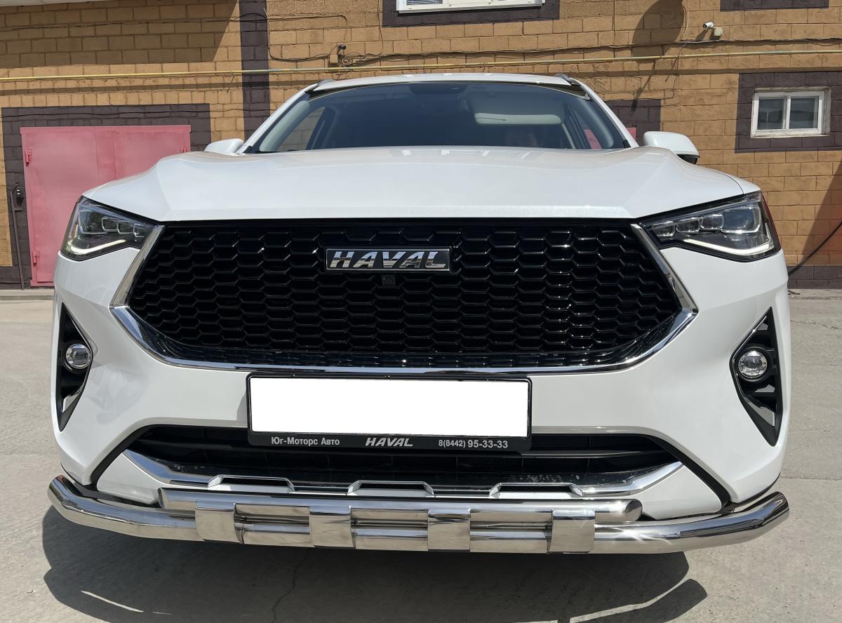 Защита переднего бампера с перемычками и подгибами (при отсутствии интерактивной камеры) для HAVAL F7X 2019 арт. GWF7.19.75-1