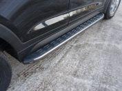 Пороги алюминиевые с пластиковой накладкой (карбон серые) 1720 мм для автомобиля Hyundai Tucson 2018-, TCC Тюнинг HYUNTUC18-32GR