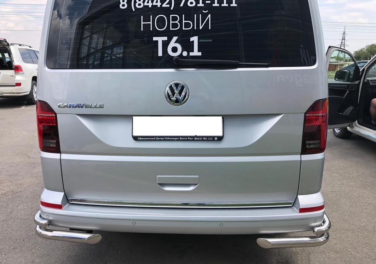 Защита заднего бампера угловая двойная для автомобиля VOLKSWAGEN T6.1 2020 арт. VWT.1.20.20