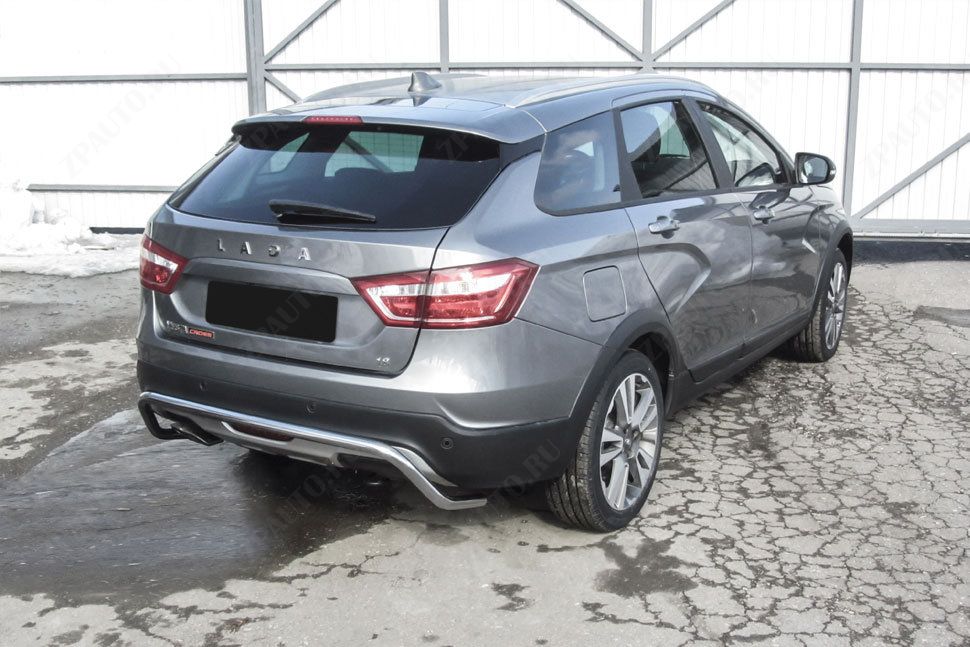 Защита заднего бампера d42 скоба Lada Vesta SW Cross (2015-2023) , Slitkoff, арт. LadVSWCR06