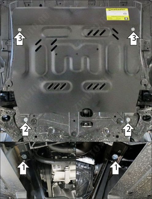 Защита стальная Мотодор (Двигатель, Коробка переключения передач), 2 мм,  для Jac JS6  2022- арт. 78302