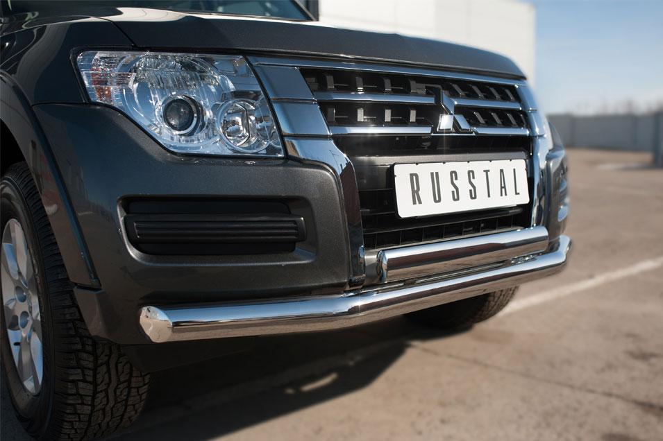 Защита переднего бампера d76/75х42 для Mitsubishi Pajero 4 2014, Slitkoff MPZ-002045