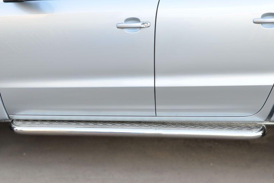 Пороги труба d63 с листом для Volkswagen Amarok 2009-2015, Руссталь VAKL-001565