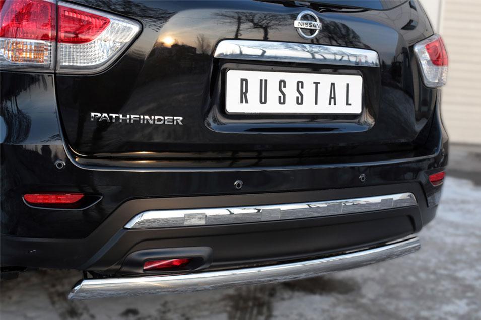 Защита заднего бампера d75х42 для Nissan Pathfinder 2014, Slitkoff NPZ-002026