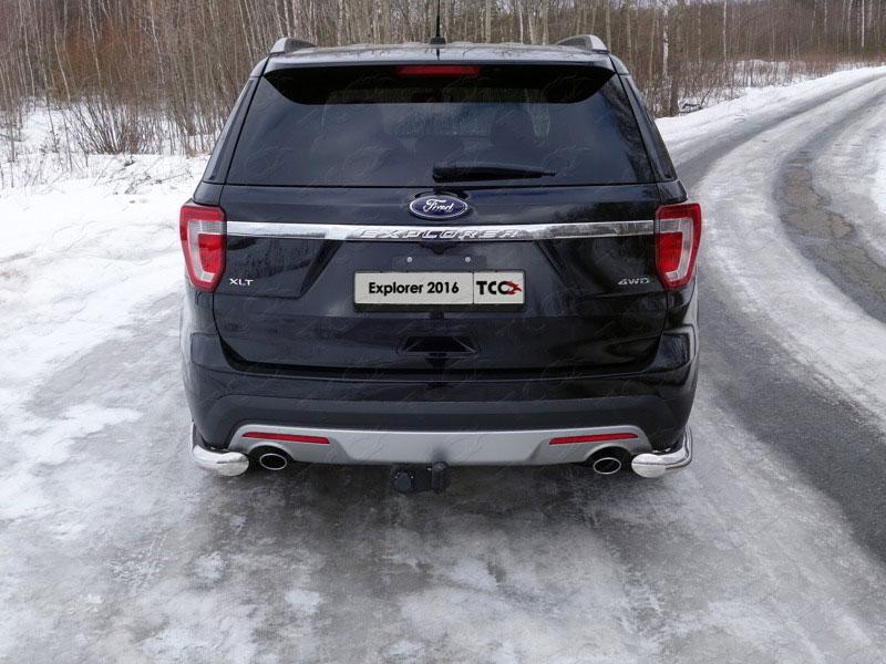 Защита задняя (уголки) 76,1 для Ford Explorer 2015 (Форд Эксплорер 2015), ТСС FOREXPL16-21, TCC Тюнинг