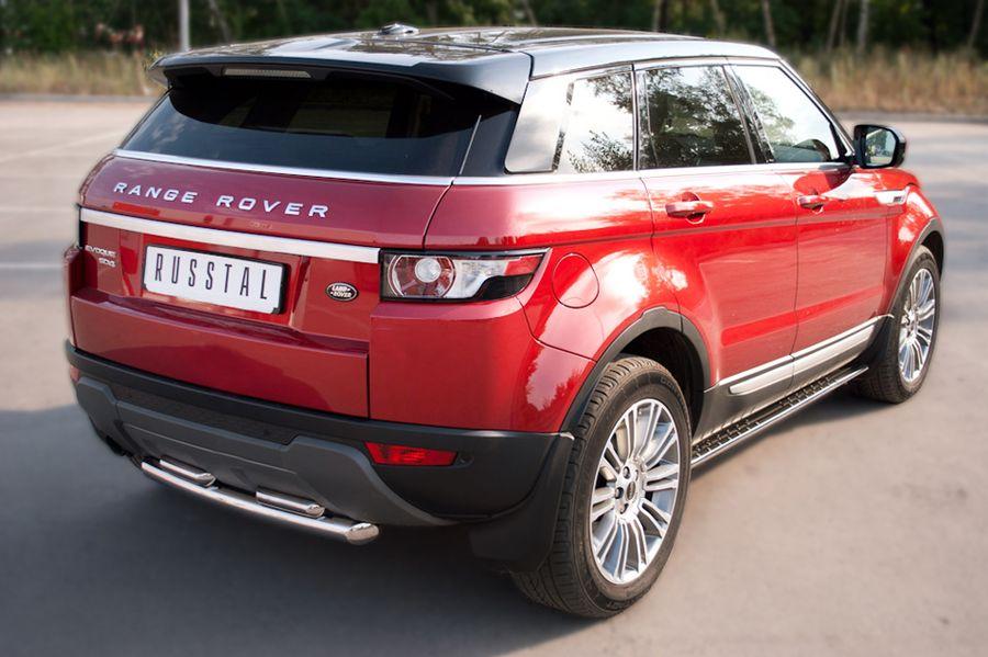 Пороги труба d75x42 овал с проступью для Land Rover Evoque Prestige Pure, Slitkoff REPO-000806