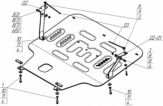 Защита алюминиевая Мотодор (Двигатель, Коробка переключения передач), 5 мм,  Ford Puma ST  2020-2024 арт. 30715