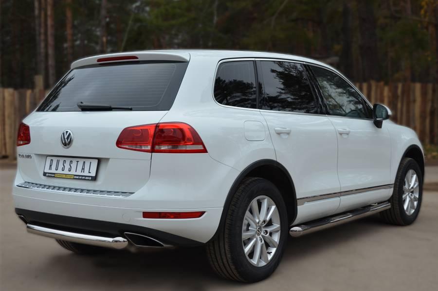 Пороги труба d76 с накладками вариант 1 для Volkswagen Touareg 2010, Slitkoff VTT-0007021