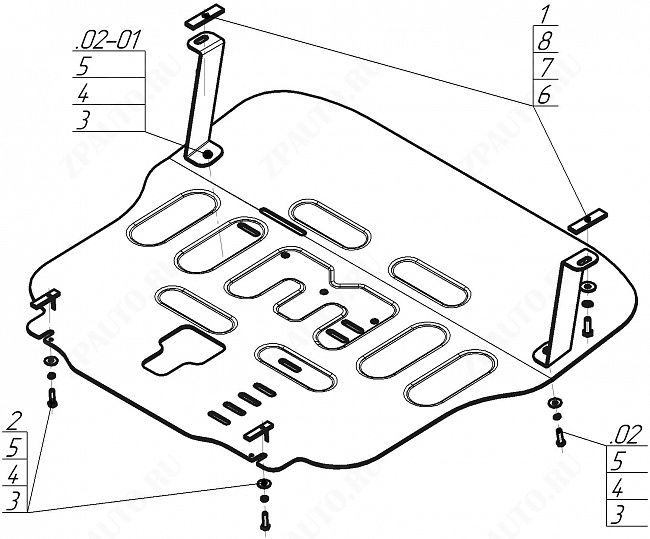 Защита алюминиевая Мотодор (Двигатель, Коробка переключения передач), 5 мм,  для Hyundai Palisade  2020- арт. 30904
