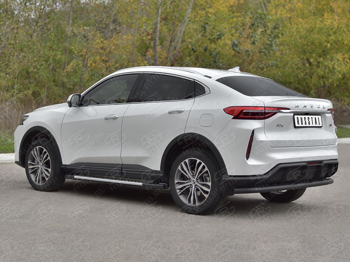 HAVAL F7X 4WD 2022- Защита заднего бампера d57 секции black HF7XZ-004009CH