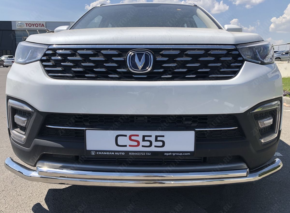 Защита переднего бампера двойная для автомобиля  CHANGAN CS55 2018- арт. CGCS55.18.03