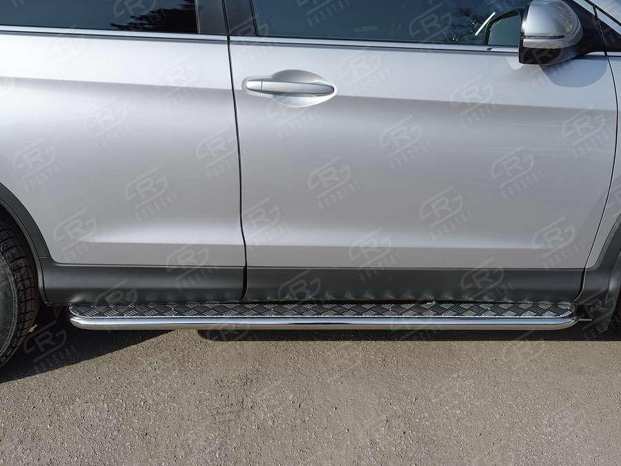 Пороги труба d42 с листом вариант 2 Honda CR-V 2015 2.0, Slitkoff HCRL-0022242