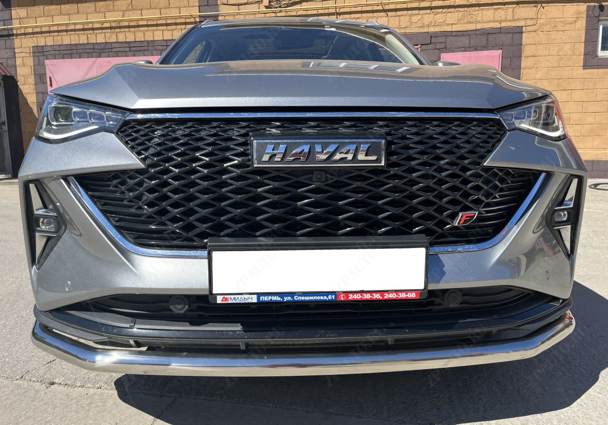 Защита переднего бампера с подгибами для автомобиля HAVAL F7 2022 Рестрайлинг арт. GWF7.22.02-1