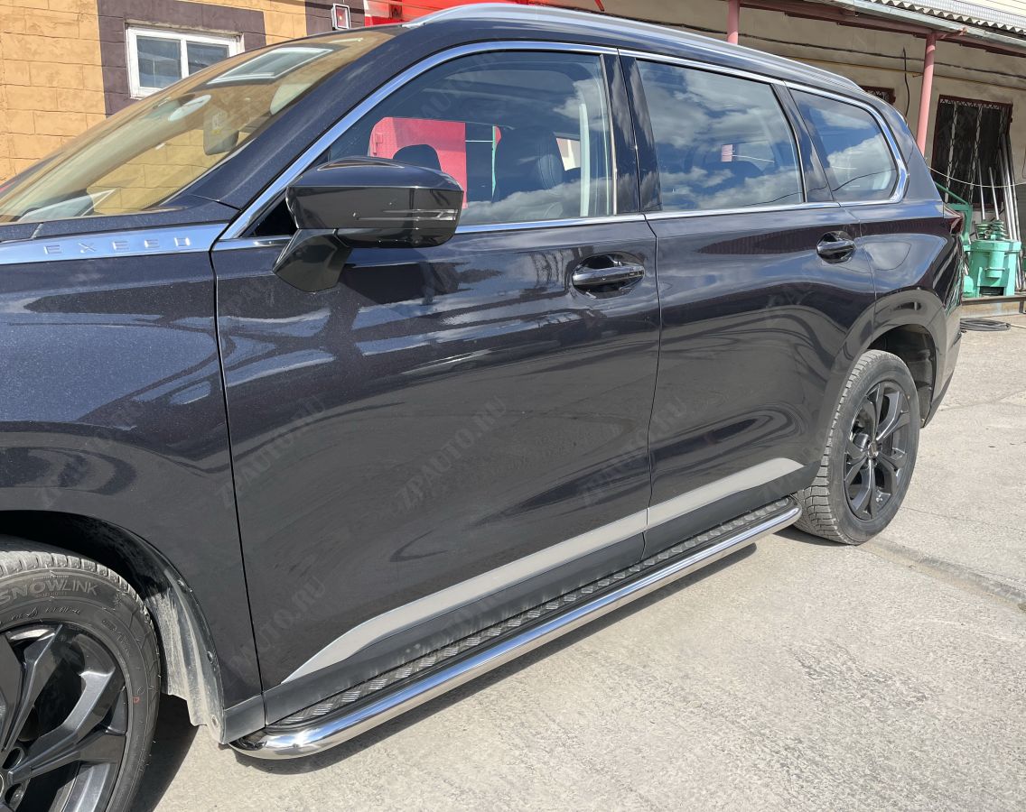 Пороги с накладным листом для автомобиля CHERY CheryExeed VX 2022 арт. CHEVX.22.41