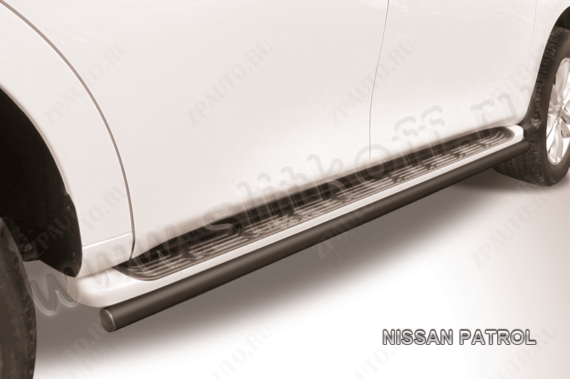 Защита штатного порога d57 черная Nissan Patrol (2010-2014) , Slitkoff, арт. NIPAT012B