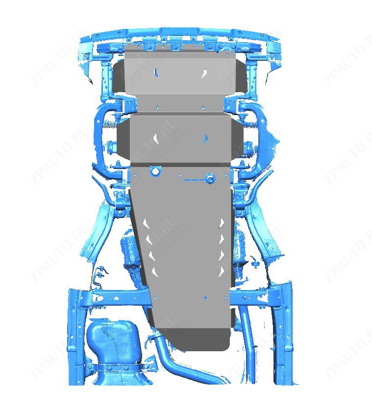 47.05ABC Защита картера ДВС, КПП и РК TANK 700 (2025-) из 3-х час (Алюминий 4мм)