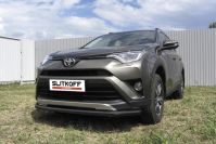 Защита переднего бампера d57 черная Toyota Rav-4 (2015-2019) , Slitkoff, арт. TR415-002B