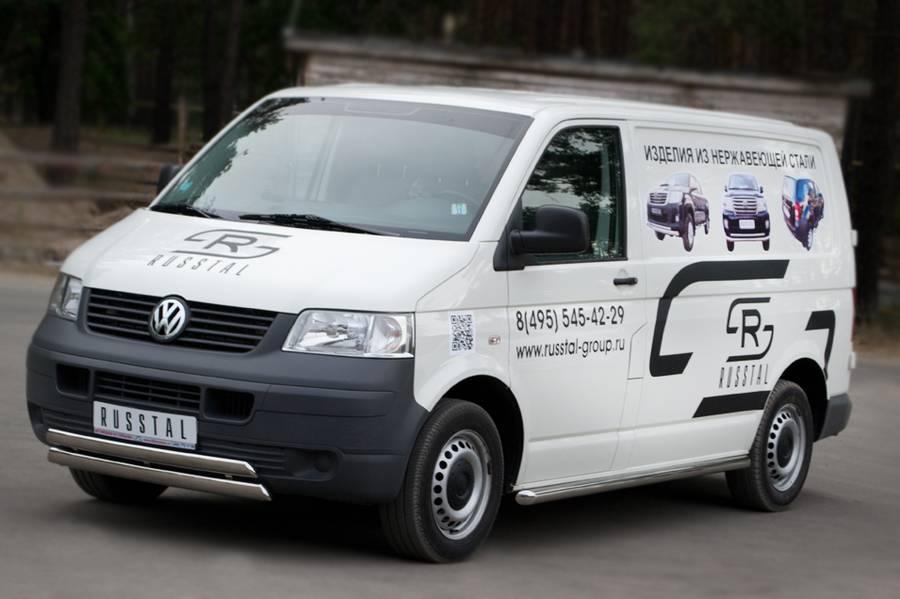 Защита переднего бампера d75x42_d75x42 овал для Volkswagen Transporter kasten 2003, Slitkoff VTRZ-000602